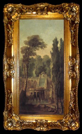 framed  ROBERT, Hubert Landscape with Terrace and Cascade, ta009-2